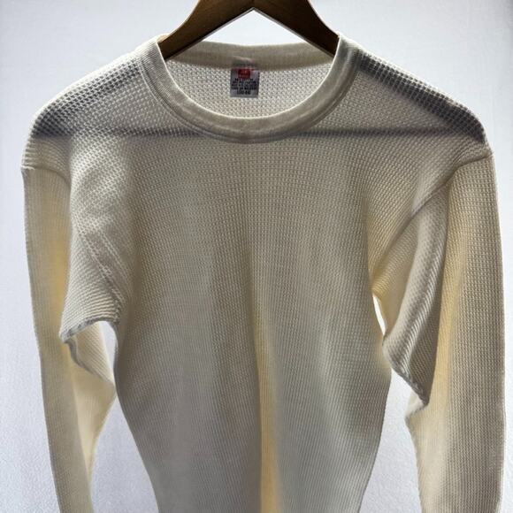 Vintage Hanes Thermal Shirt men's large White Waffle Muscle Layer Thin Grunge - Picture 1 of 11